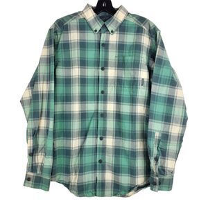 COLUMBIA Shirt Mens Small Green Tartan Plaid Button Down Long Sleeve Outdoor
